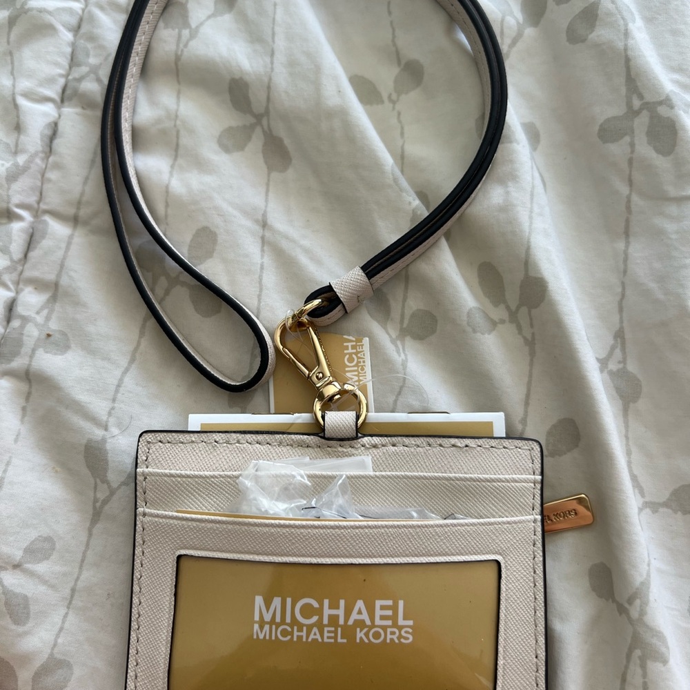 Michael Kors Beige ID Holder with Lanyard